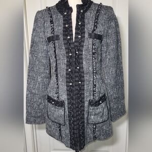 White House Black Market Tweed Chain Trim Jacket